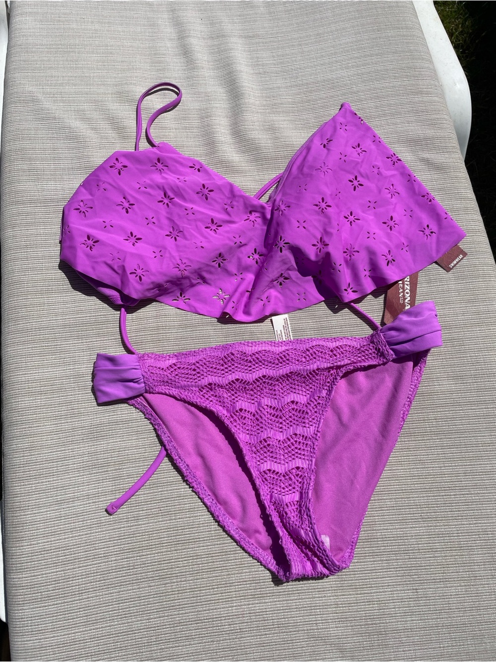 Arizona Jean Company Purple Cutout Crochet Bikini Set